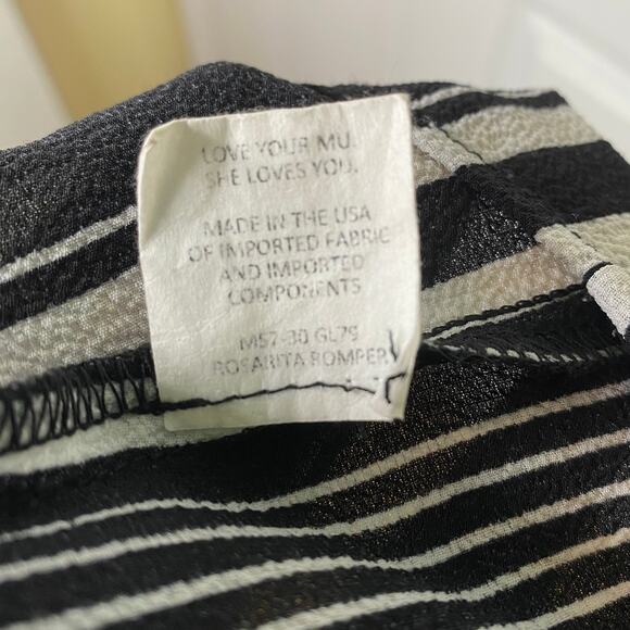 Show Me Your Mumu Rosarita Romper Black and White Stripe Womens Size Extra Small - Picture 9 of 9
